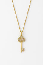 14K Gold Key Pendant Necklace | Non Tarnish Handmade Necklace | Dainty Gold Key Jewelry Gift for Her | Custom Chain Length 11–30” | Box cabl