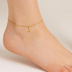 Delicate Gold Box Chain Anklet with A-Z Letter Charm, Personalized Initial Anklet, 14K Gold Anklet, Dainty Minimalist Jewelry, Gift for Her