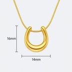 Modern Gold Horseshoe Necklace – 14k Gold Over Stainless Steel, Minimalist Lucky Charm Pendant, Dainty Snake Chain – 18” Gift for universal