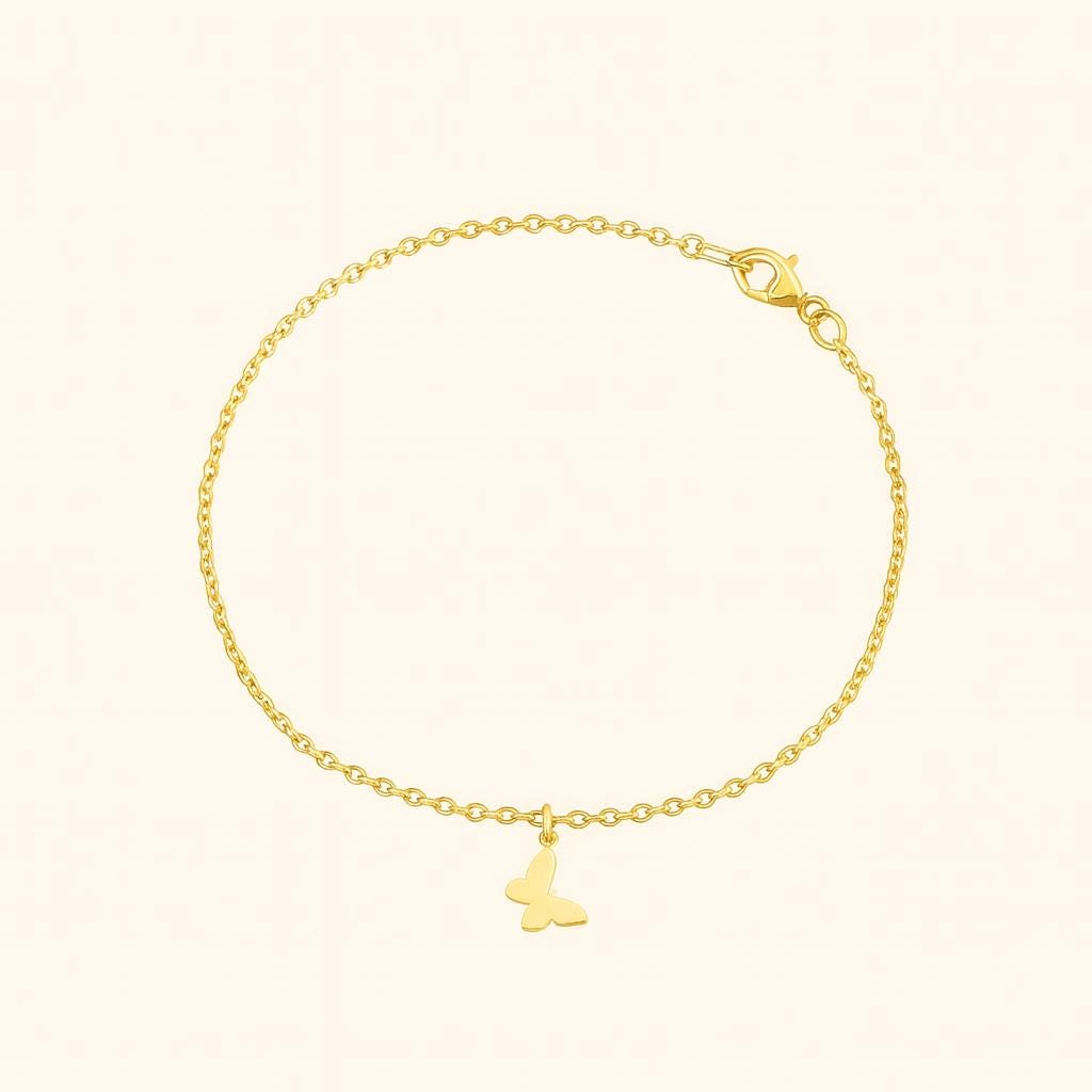 Delicate Gold Butterfly Anklet • 14K Gold Plated Stainless Steel • Dainty Anklet Jewelry for Women • Adjustable Minimalist Summer Beach Gift