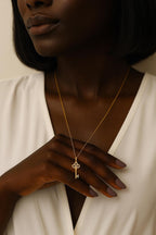 14K Gold Key Pendant Necklace: Non-Tarnish Waterproof Jewelry