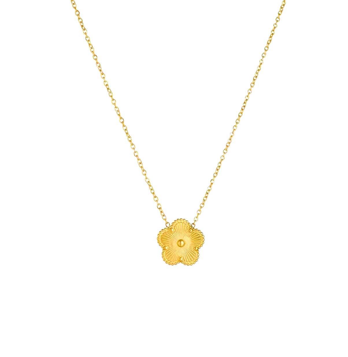Dainty Gold Daisy Necklace: 14k Gold Plated Stainless Steel Pendant Necklace