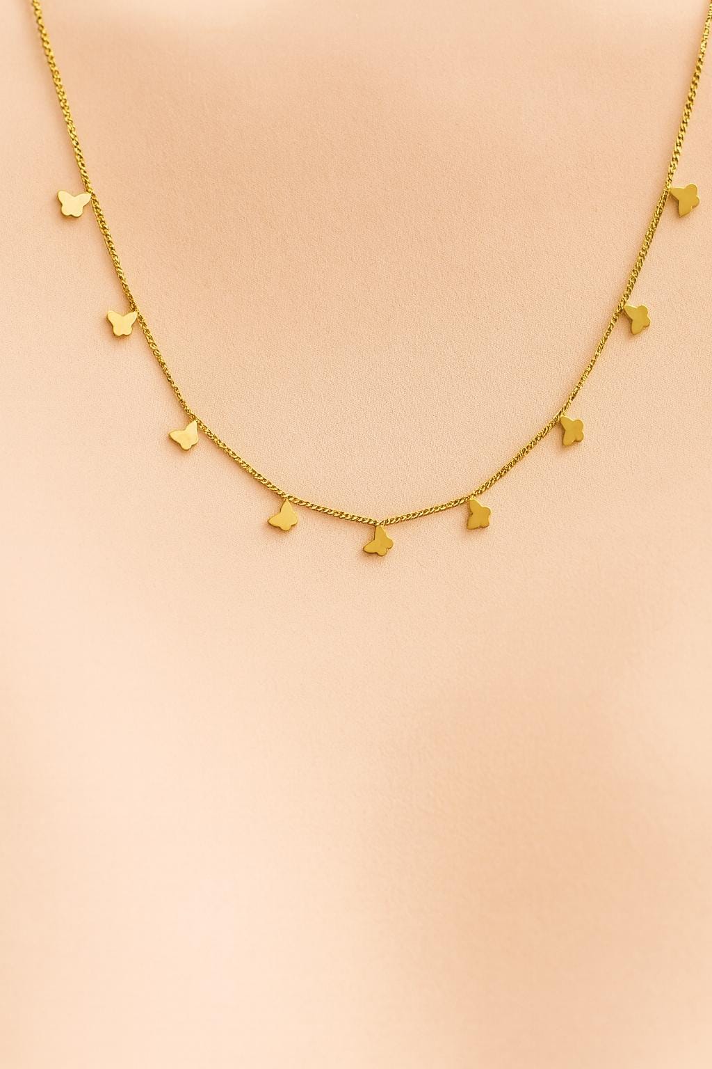 Dainty Butterfly Necklace 14K Gold Plated, Minimalist Layering Necklace