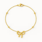Delicate Gold Bow Anklet – 18K Gold Plated Stainless Steel, Adjustable Sizes (7–12 Inches) – Minimalist Gold Anklet with Charm