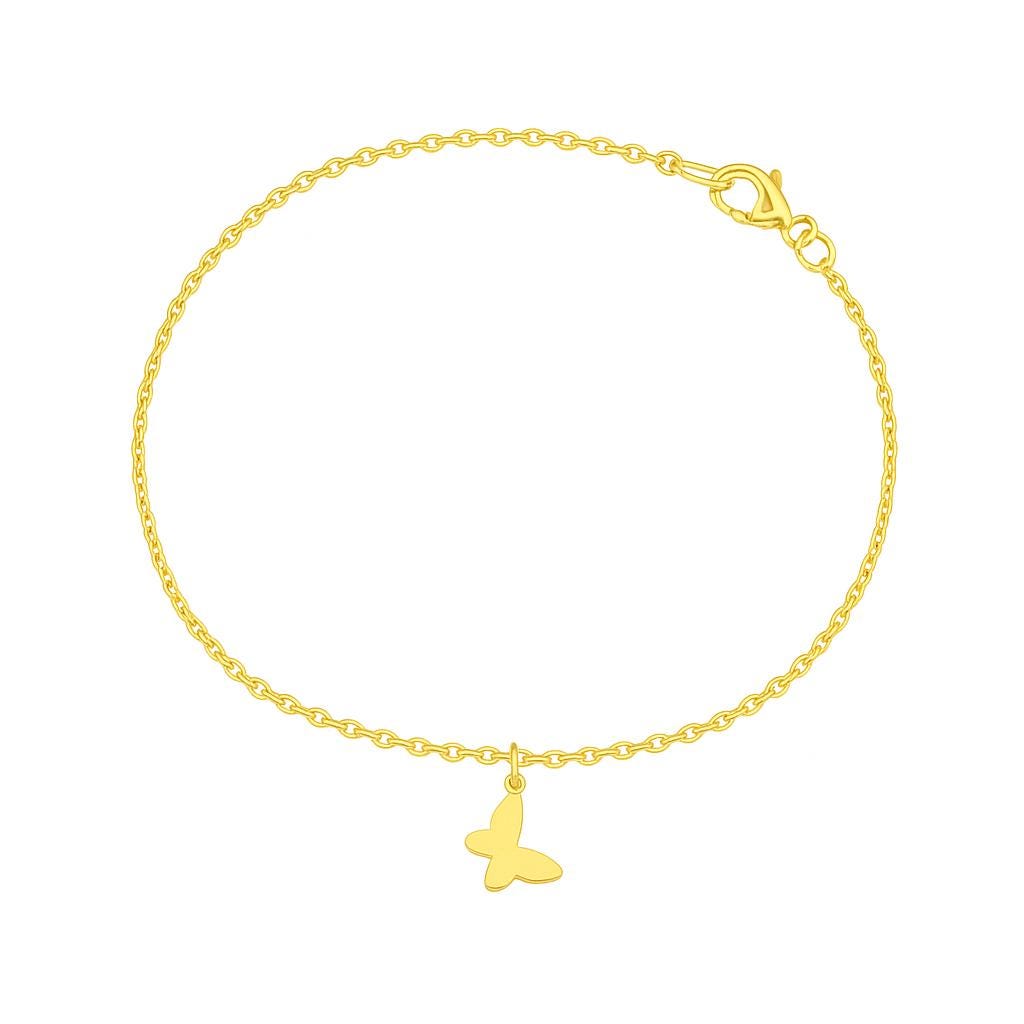 Delicate Gold Butterfly Anklet • 14K Gold Plated Stainless Steel • Dainty Anklet Jewelry for Women • Adjustable Minimalist Summer Beach Gift