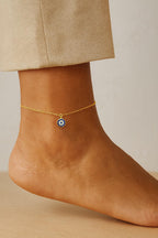 Dainty Gold Evil Eye Anklet: Sterling Silver, Blue & Clear Stones