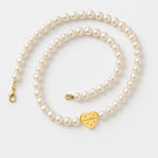 Genuine Freshwater Pearl Bracelet with Grandma Heart Pendant | 6mm Heavyweight Pearls | 14k Gold Plated Chain | Handmade Jewelry Gift grandm