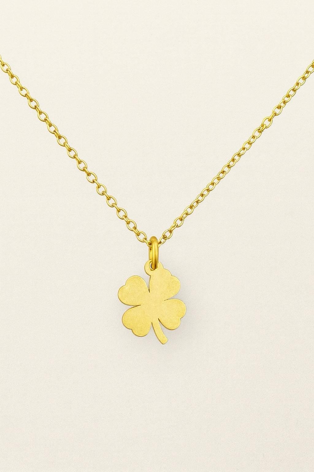 Four Leaf Clover Necklace – 18k Gold Plated on Stainless Steel | Lucky Charm Jewelry | Minimalist Everyday Necklace | Gift for Her Uk