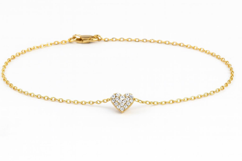 Dainty Heart Anklet – 14k Gold Plated or Silver | Minimalist Cable Chain