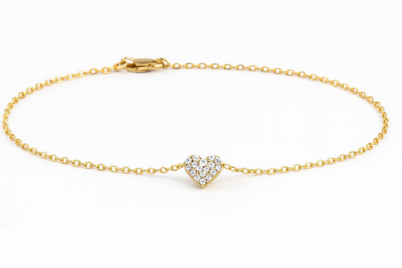 Dainty Heart Anklet – 14k Gold Plated or Silver | Minimalist Cable Chain