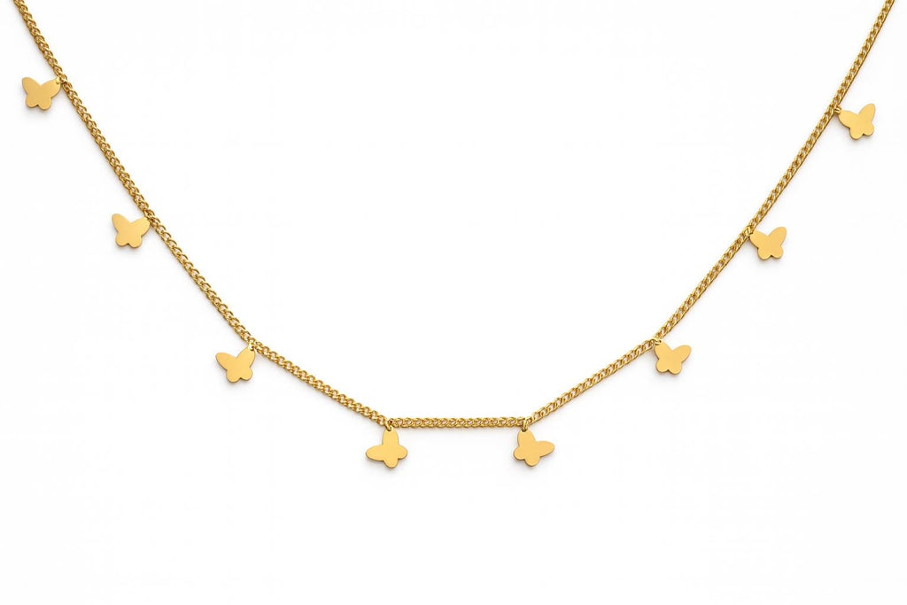 Dainty Butterfly Necklace 14K Gold Plated, Minimalist Layering Necklace