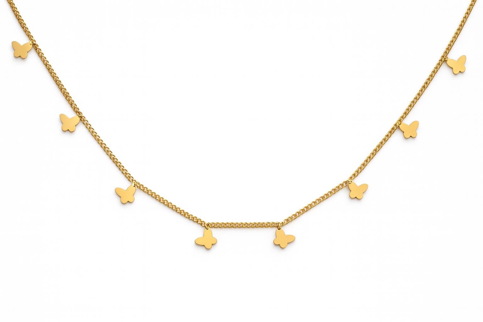 Dainty Butterfly Necklace 14K Gold Plated, Minimalist Layering Necklace