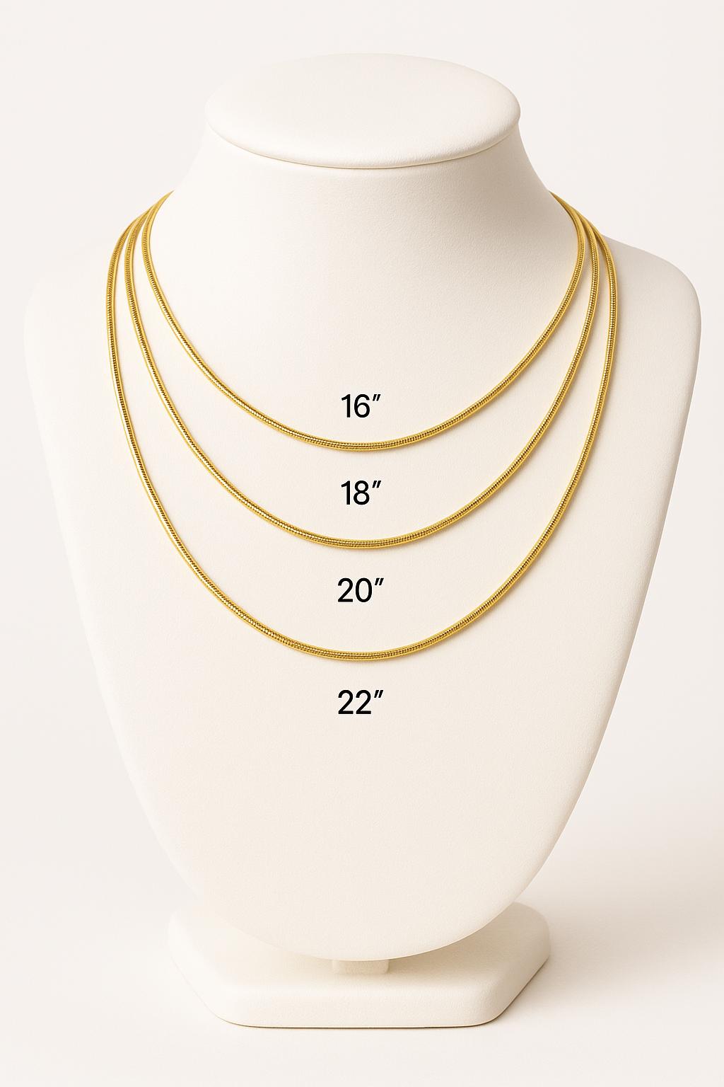 18k Gold Plated Snake Chain Necklace – Dainty 1mm Gold Chain – Minimalist Necklace – Layering Chain – 16, 18, 20, 22, 24 inch – Everyday Je