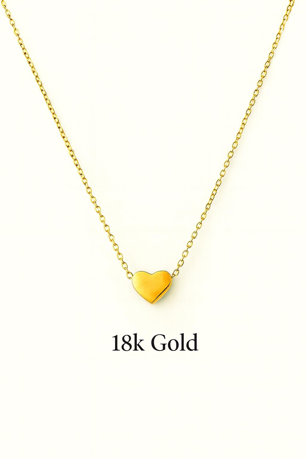 Dainty Heart Necklace | 18k Gold Plated Stainless Steel Pendant | Minimalist Everyday Jewelry | Gift for Her | Gold, Silver, Rose Gold