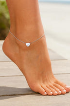Custom Initial Anklet • Heart Charm Anklet Gold or Silver • Personalized Jewelry Gift for Women • Dainty Stainless Steel Anklet with A–Z Let