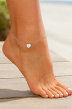 Delicate Initial Anklet with Heart Charm • Personalized Gold or Silver Anklet • 18k Gold Plated Stainless Steel Jewelry • Custom A–Z Letter