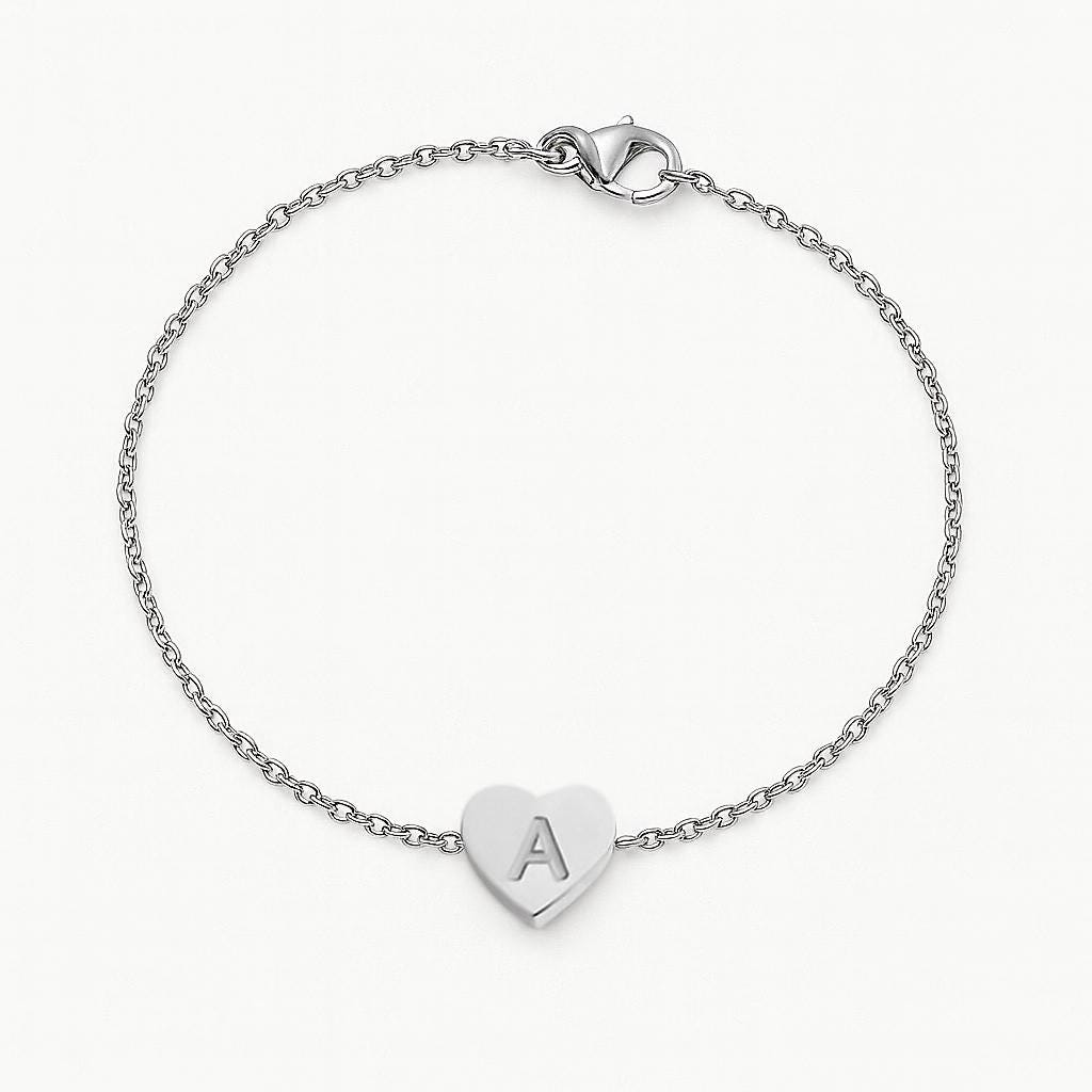 Custom Initial Anklet • Heart Charm Anklet Gold or Silver • Personalized Jewelry Gift for Women • Dainty Stainless Steel Anklet with A–Z Let