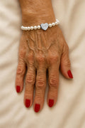 Genuine Freshwater Pearl Bracelet with Heart “Grandma” Pendant – Handmade Sterling Silver Plated Jewelry Gift Uk