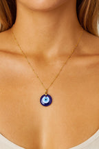 Gold Evil Eye Necklace | Blue Glass Nazar Pendant | Dainty Protection Necklace | Everyday Jewelry Gift uk