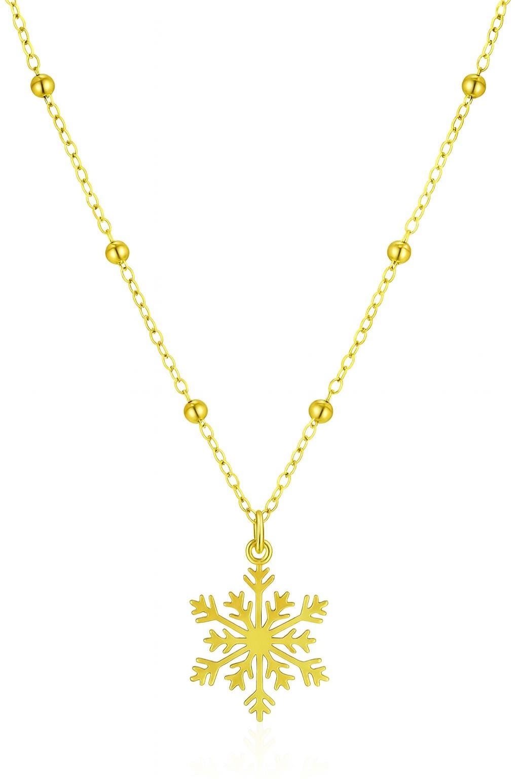 Handmade Snowflake Necklace | 18K Gold & Silver Pendant | Non-Tarnish Stainless Steel Necklace | Adjustable 11–18 Inch Chain | Winter Jewelr