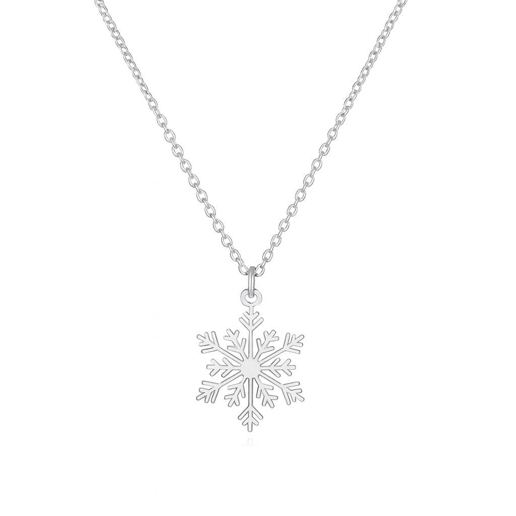 Handmade Snowflake Necklace | 18K Gold & Silver Pendant | Non-Tarnish Stainless Steel Necklace | Adjustable 11–18 Inch Chain | Winter Jewelr