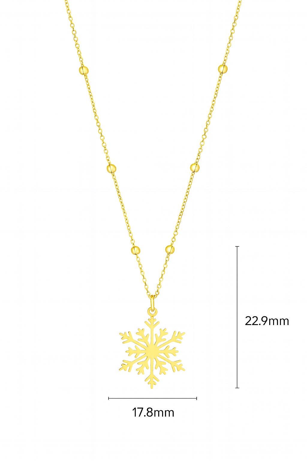 Handmade 18K Gold Snowflake Necklace | Adjustable 11–30 Inch Beaded Chain | Non-Tarnish Stainless Steel | Dainty Winter Jewelry Gift Uk