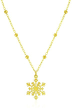 Handmade 18K Gold Snowflake Necklace | Adjustable 11–30 Inch Beaded Chain | Non-Tarnish Stainless Steel | Dainty Winter Jewelry Gift Uk