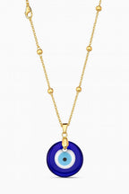 Gold Evil Eye Necklace | Blue Glass Nazar Pendant | Dainty Protection Necklace | Everyday Jewelry Gift uk