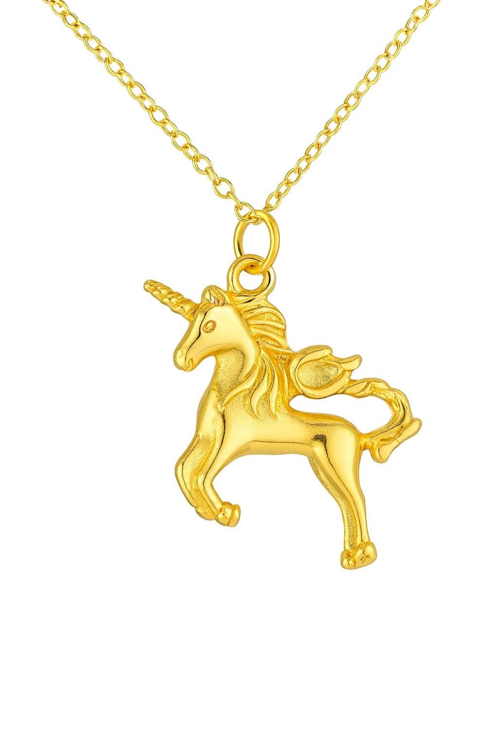 Unicorn Necklace Gold or Silver | 18K Gold Plated Stainless Steel Pendant | Magical Unicorn Jewelry Gift | Dainty Chain Necklace 18 Inchs uk