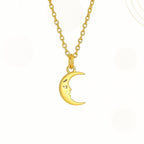 Crescent Moon Necklace 18K Gold Plated | Dainty Moon Pendant | Minimalist Celestial Jewelry | Gold Stainless Steel Necklace Gift