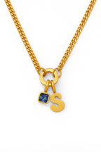 Personalized Gold Necklace – 3mm Cuban Chain | Custom Initial & Birthstone Necklace | Handmade Gift for Her | 14”-20” Adjustable | Birthday