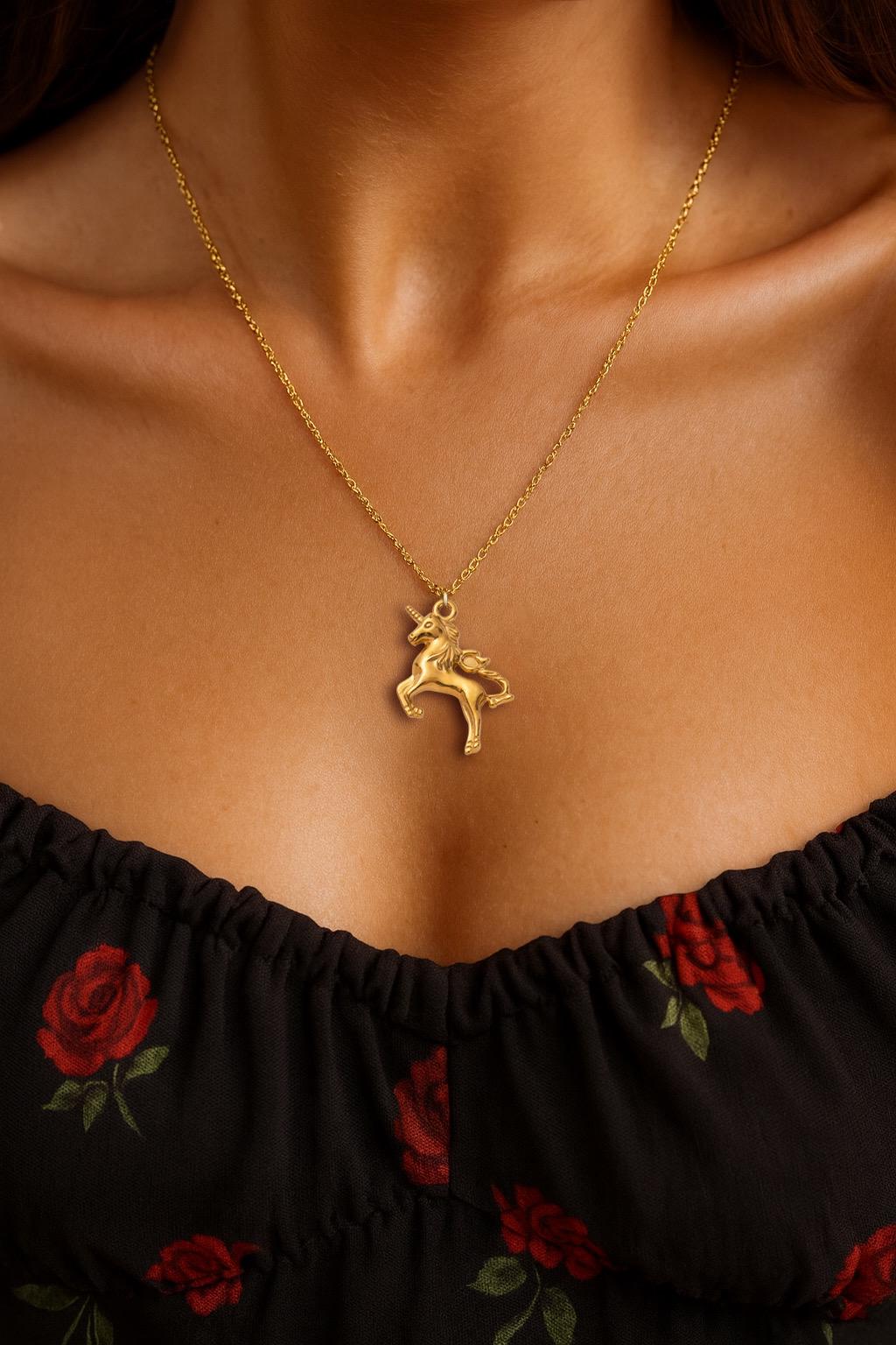 Unicorn Necklace Gold or Silver | 18K Gold Plated Stainless Steel Pendant | Magical Unicorn Jewelry Gift | Dainty Chain Necklace 18 Inchs uk