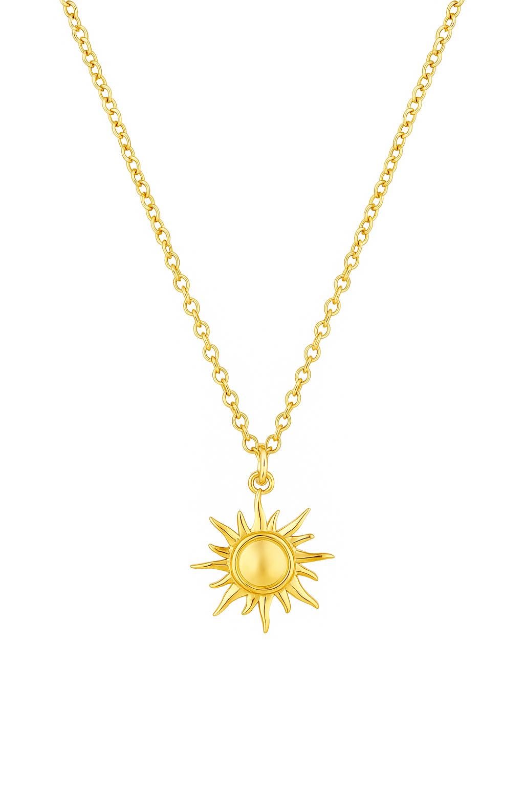 Sun Necklace – 18K Gold Plated Stainless Steel | Dainty Sun Pendant Necklace | Minimalist Gold or Silver Jewelry | Everyday Layering Chain