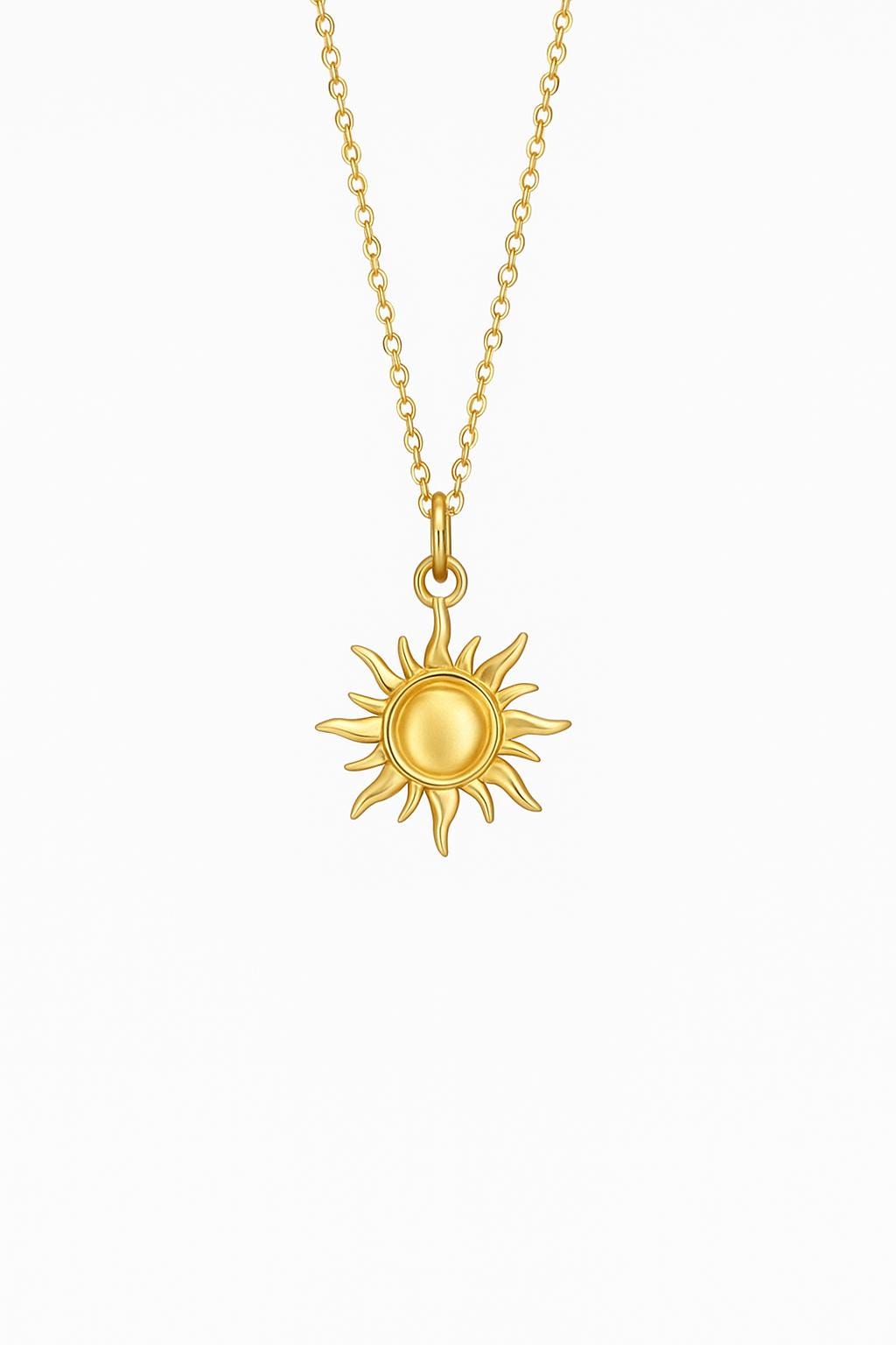 Sun Necklace – 18K Gold Plated Stainless Steel | Dainty Sun Pendant Necklace | Minimalist Gold or Silver Jewelry | Everyday Layering Chain