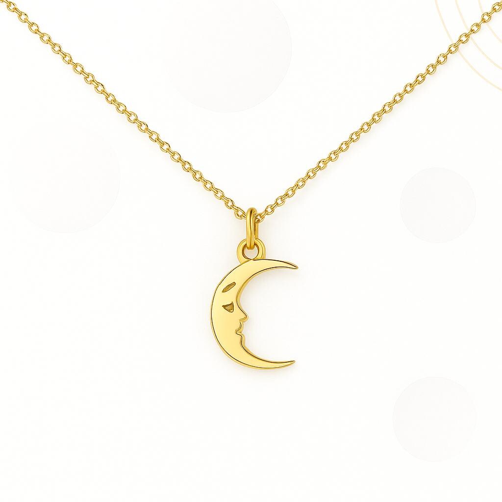 Crescent Moon Necklace 18K Gold Plated | Dainty Moon Pendant | Minimalist Celestial Jewelry | Gold Stainless Steel Necklace Gift