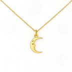 Crescent Moon Necklace 18K Gold Plated | Dainty Moon Pendant | Minimalist Celestial Jewelry | Gold Stainless Steel Necklace Gift