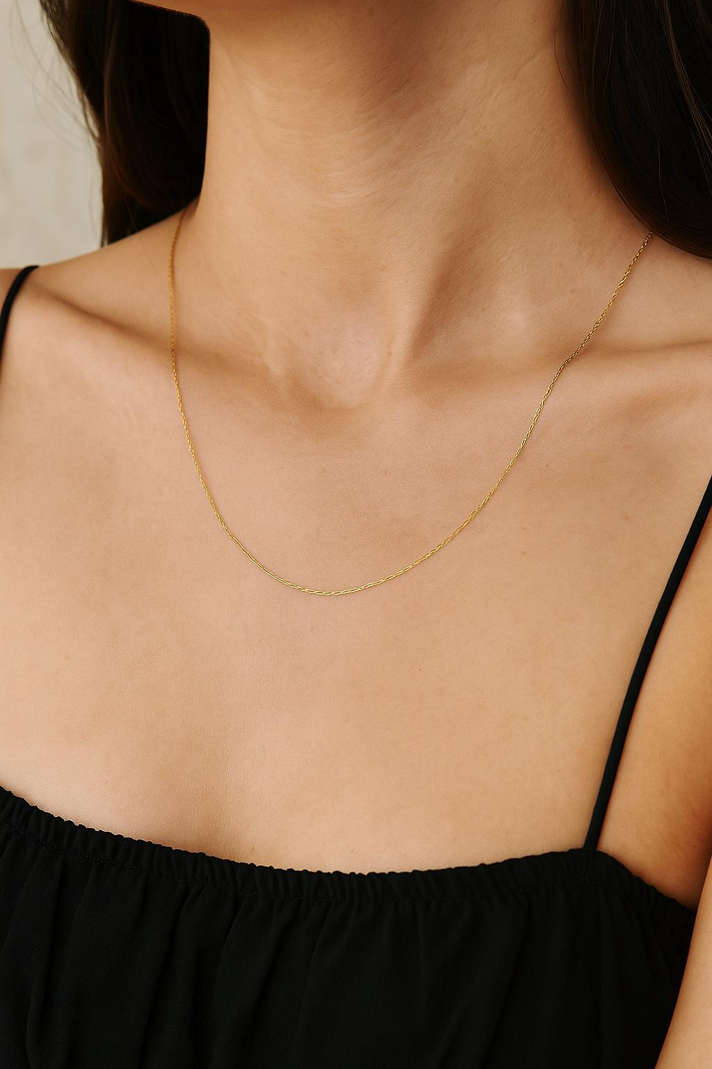 Minimalist 14k Gold Plated Chain Necklace | Thin 0.8mm Dainty Gold Chain | Stainless Steel Necklace | Layering Chain 11”-30”