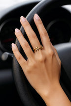 8K Gold Leaf Ring • Non Tarnish Stainless Steel Branch Ring • Adjustable Nature Jewelry • Waterproof Dainty Ring • Botanical Ring Gift for H