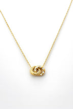 18k Gold Intertwined Circle Necklace with Gemstone Accents – Delicate Stainless Steel Pendant, Minimalist Dainty Gift for Her Uk