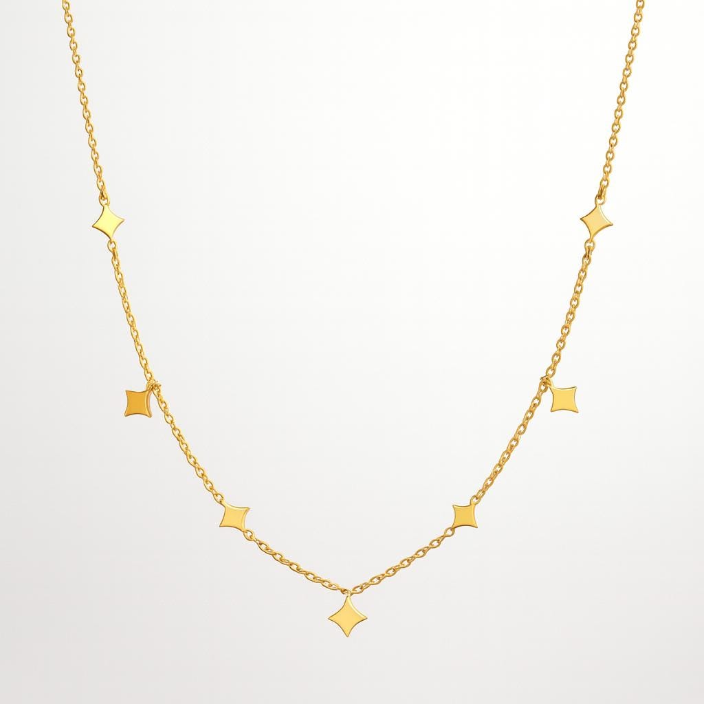 Dainty Gold Star Necklace – 18K Gold Plated Celestial Choker necklace