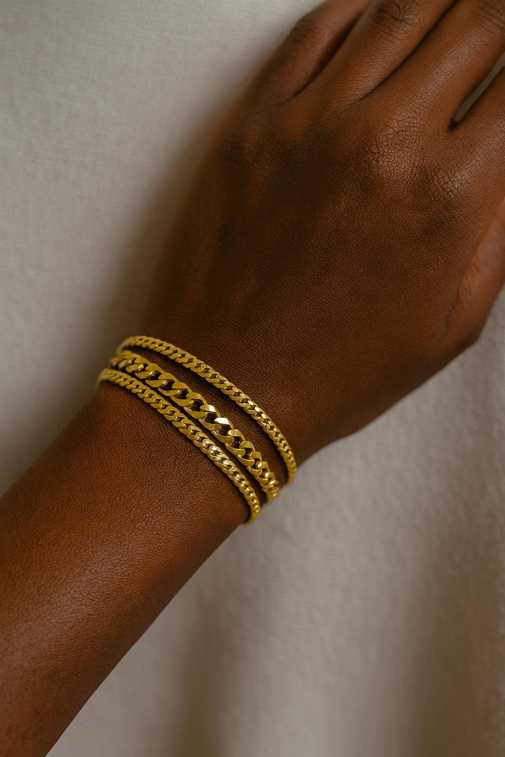 18K Gold Layered Chain Bracelet | Stainless Steel Non-Tarnish Bracelet | 3-in-1 Adjustable Gold Bracelet for Women | Waterproof Jewelry Uk