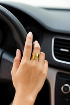 18K Gold Adjustable Ring • Stainless Steel Open Band Ring • Minimalist Hammered Gold Statement Ring • Modern Adjustable Gold Ring for Women