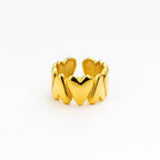 18K Gold Heart Ring • Adjustable Gold Band • Stainless Steel Waterproof Ring • Minimalist Heart Jewelry • Cute Dainty Gift for Her Uk