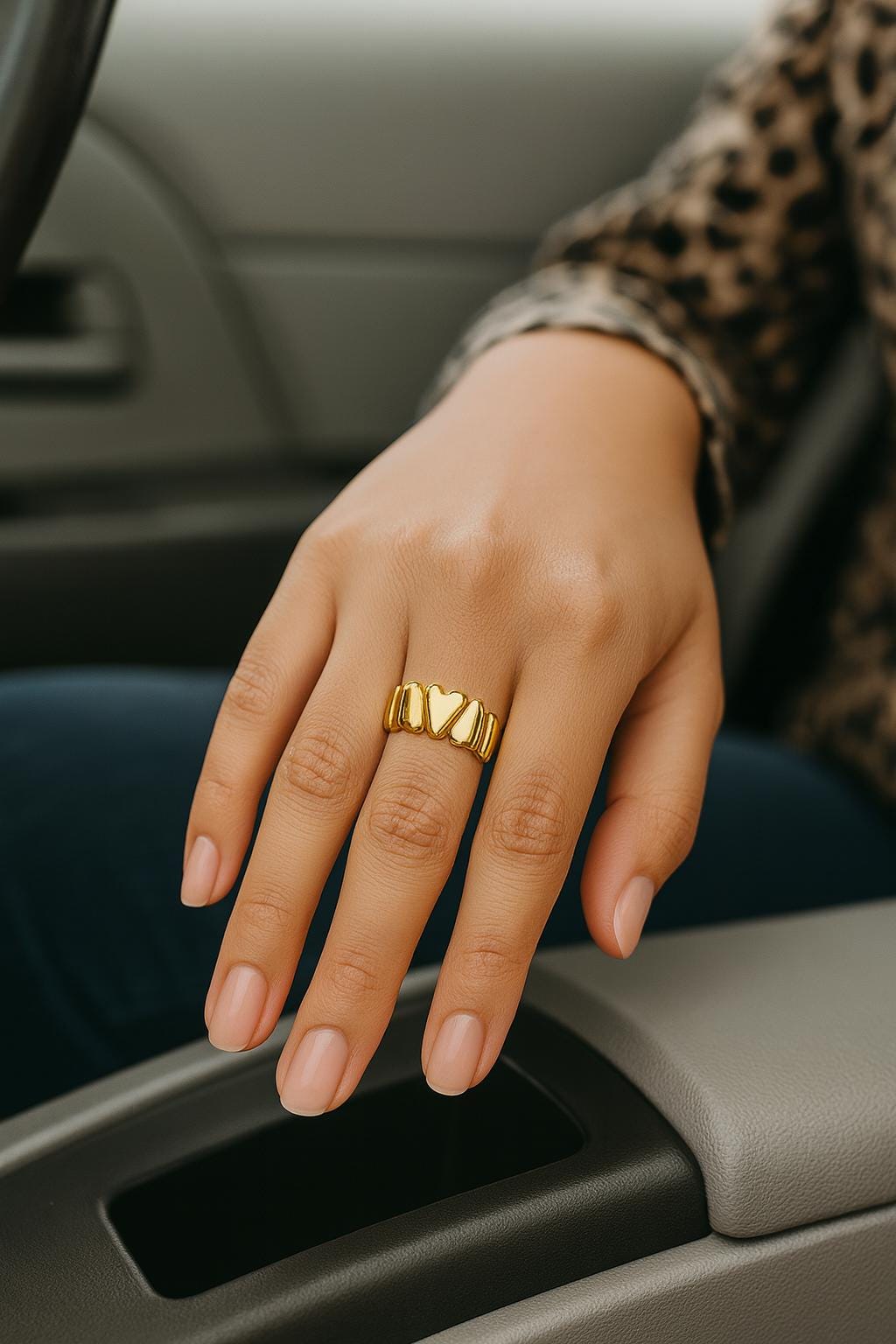 18K Gold Heart Ring • Adjustable Gold Band • Stainless Steel Waterproof Ring • Minimalist Heart Jewelry • Cute Dainty Gift for Her Uk