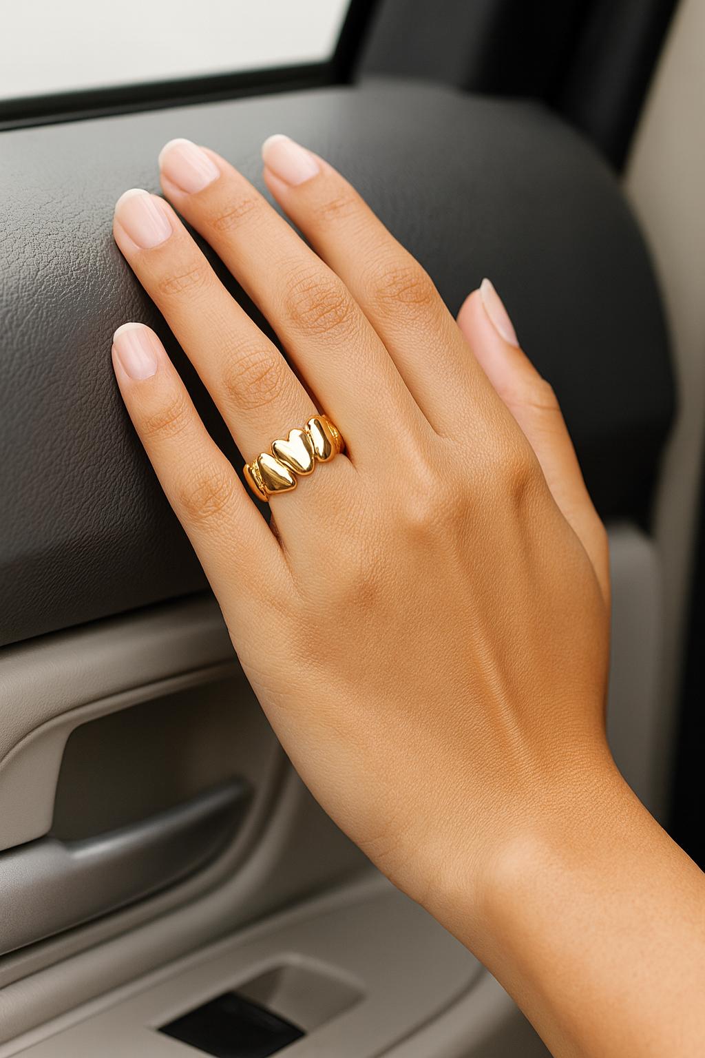 18K Gold Heart Ring • Adjustable Gold Band • Stainless Steel Waterproof Ring • Minimalist Heart Jewelry • Cute Dainty Gift for Her Uk