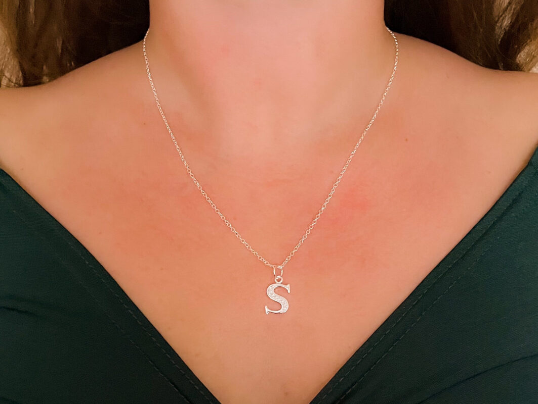 S Letter Necklace/ S initial Chain necklace/ personalized jewelry/ Necklace Letter S/ Sliver plated Letter S Initial Necklace/ S Alphabet